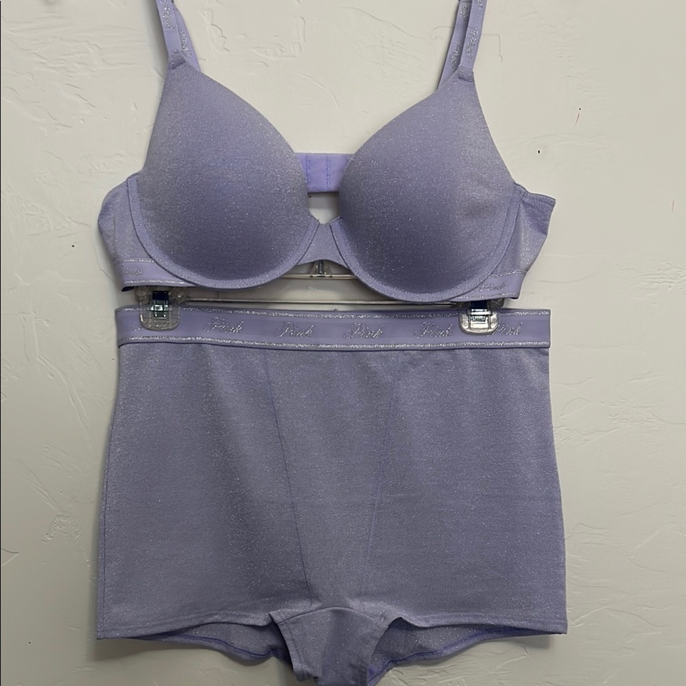 Victoria Secret Lavender Bra & Boy short Women's Intimates Set